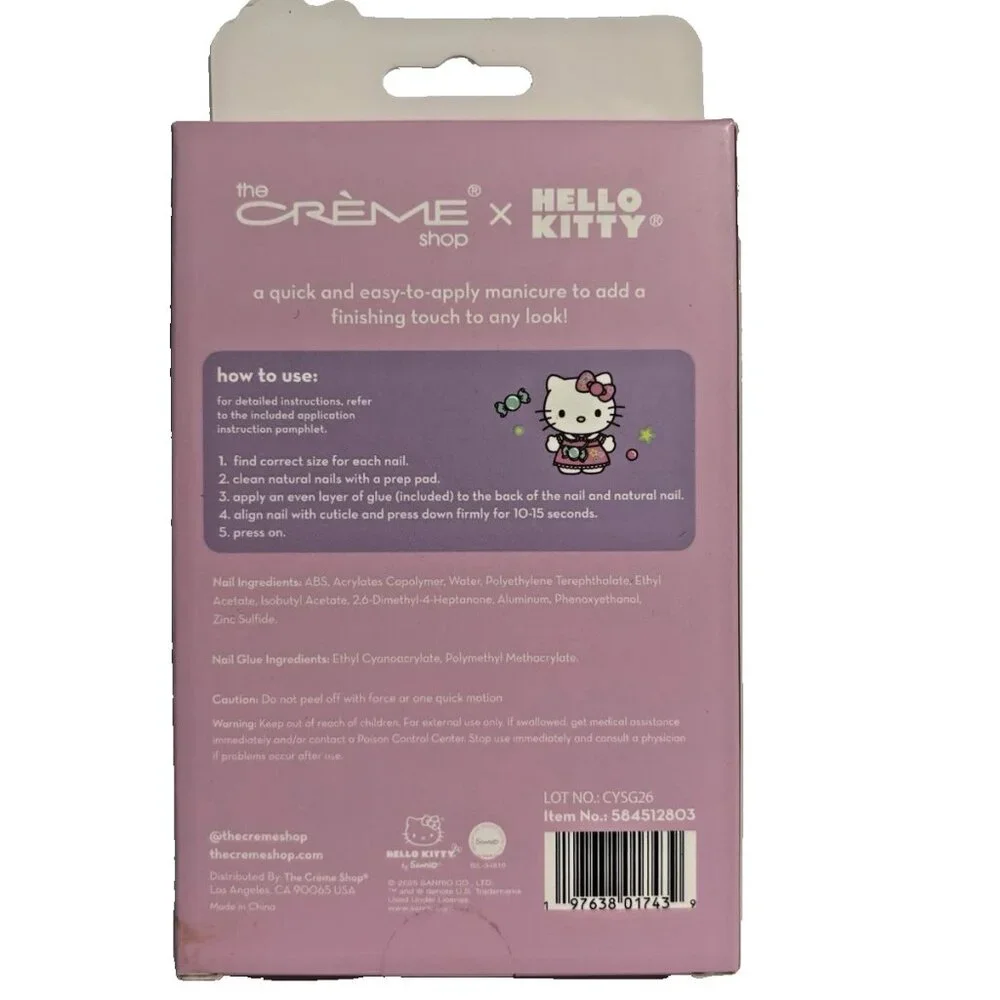 Hello Kitty The Creme Shop 28 Gel Effect Press On Nails NEW in Box